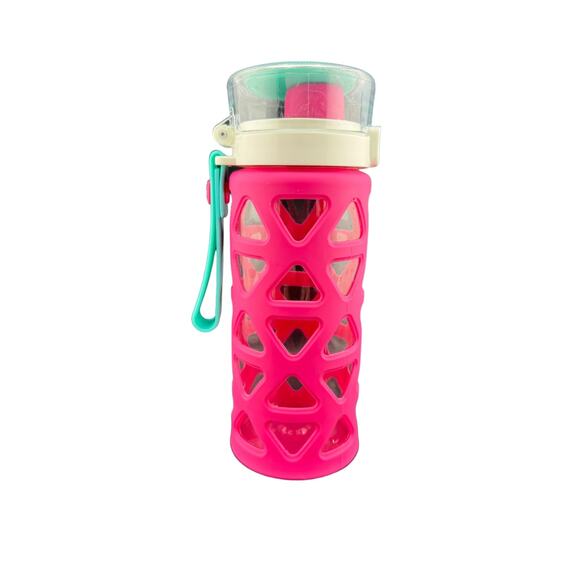 Ello Pink and Blue Plastic BPA Free Water Bottle 15 oz with Strap - Picture 3 of 5
